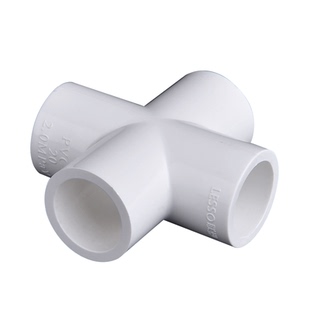 联塑pvc四通接头十字4分4通给水管配件直角四通管塑料6平面四通