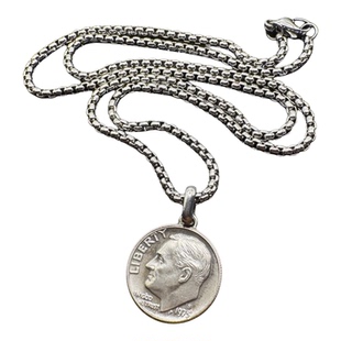 美国罗斯福10美分硬币吊坠文创复古风小众男女通用个性颈饰品项链