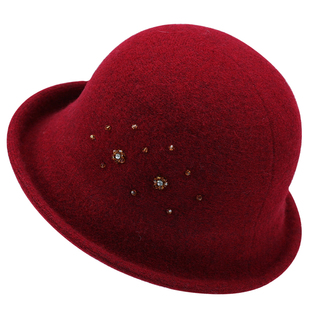 秋冬天羊毛呢帽子女士中老年人妈妈加厚保暖盆帽百搭老人奶奶礼帽