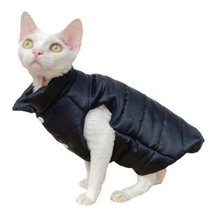 斯芬克斯德文无毛猫衣服潮牌冬季保暖加厚羽绒棉袄服黑色耐脏外套