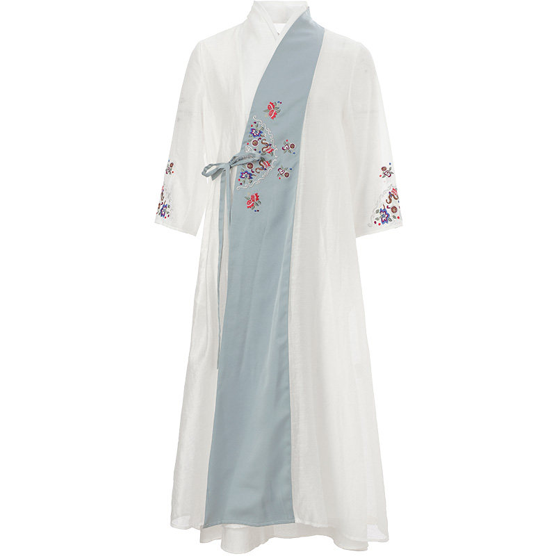 秋夏改良汉服汉元素绣花汉连衣裙