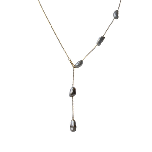 天然海水野生无核keshi大溪地异形珍珠18K黄金满天星白珠项链定制