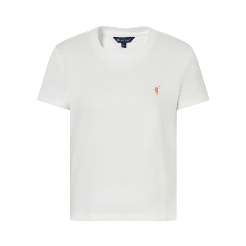 POLOWALK女式圆领短袖T恤2025春夏新品简约时尚打底纯色短袖t恤女