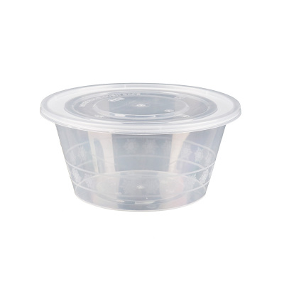 打包盒一次性餐盒圆形商用批发外卖快餐食品级塑料圆盒带盖饭盒