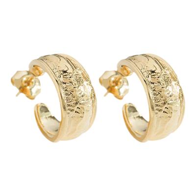 肌理感圆圈耳环雕花耳饰小众设计