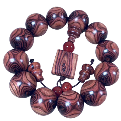 海南黄花梨紫油梨佛珠手串男鬼脸对眼2.0蜘蛛纹瘤疤老料水波108颗