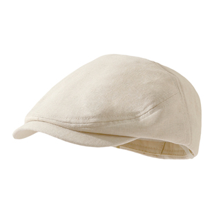 日系复古纯色前进帽子女2026新款休闲百搭显脸小亚麻鸭舌贝雷帽夏