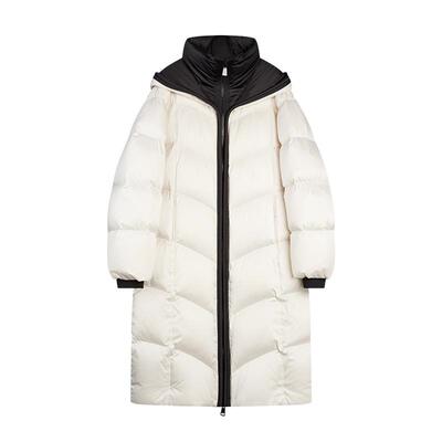 ELLE90鹅绒连帽长款羽绒服