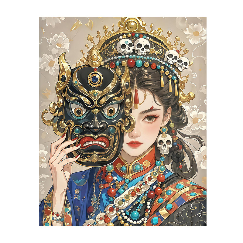 女财神扎基拉姆唐卡数字油画