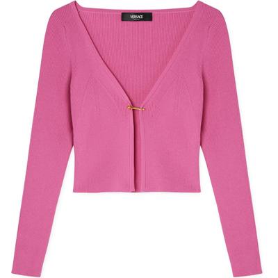 【季末优惠】VERSACE/范思哲 女士Safety Pin罗纹针织修身开衫