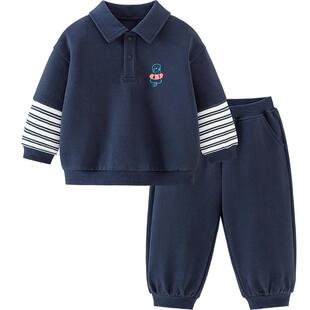 迷你巴拉男女童套装儿童卫衣裤子两件套学院风2026春季新款童装小