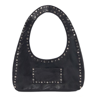 GIMAGUAS X LOOKNOW2025年秋季新款黑色柳钉手提包