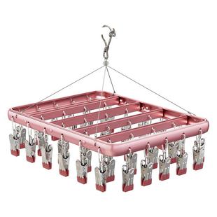 喜家家铝合金袜子晾晒架家用多阳台功能内衣裤夹衣架带多夹子