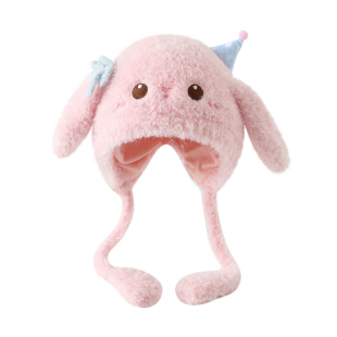 女宝宝帽子秋冬季可爱超萌儿童毛绒护耳帽保暖防风亲子女童套头帽