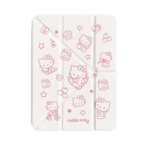 卡通粉线条kt猫Y+三折适用ipadair6保护套air5/4新款ipad10带笔槽11寸防摔10.2/10.9苹果平板保护套pro2024女