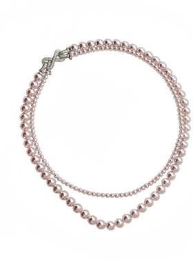 玫瑰紫珍珠双层锁骨链女贵气