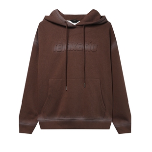 白鹿语慵懒风加绒加厚连帽卫衣24冬季新款休闲宽松喷漆工艺卫衣女