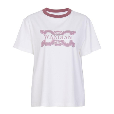 婉甸2025星球白短袖T恤通勤风撞色领口1241T01RS2YX