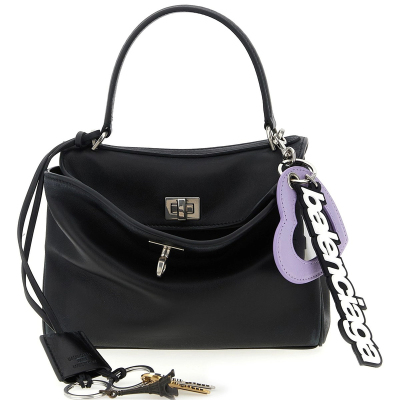 BALENCIAGA女士rodeo 心形镜子挂饰黑迷你包25秋冬新款意大利代购