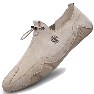 捡漏清仓特价春季男士透气薄款真皮休闲皮鞋英伦豆豆鞋子男驾车鞋