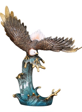 吉善缘《鹰击长空》全铜老鹰摆件 大鹏展翅办公室开业礼品A0055