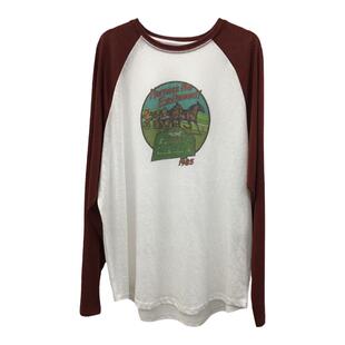 2% twopercent秋季新款韩版圆领宽松拼色插肩袖印花长袖T恤女上衣