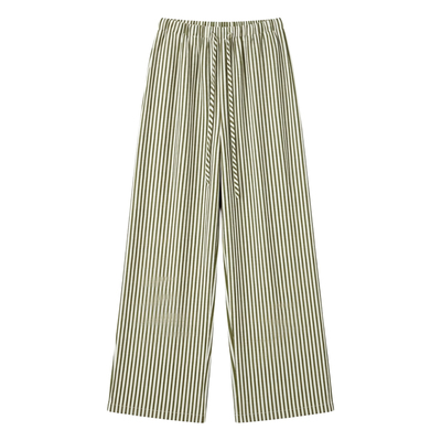 Striped wide leg pants for women休闲低腰抽绳宽松条纹阔腿裤女