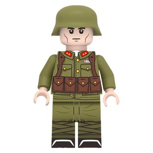 小颗粒二战积木军事人仔偶MOC德法苏八路国军士兵武器98K拼装玩具