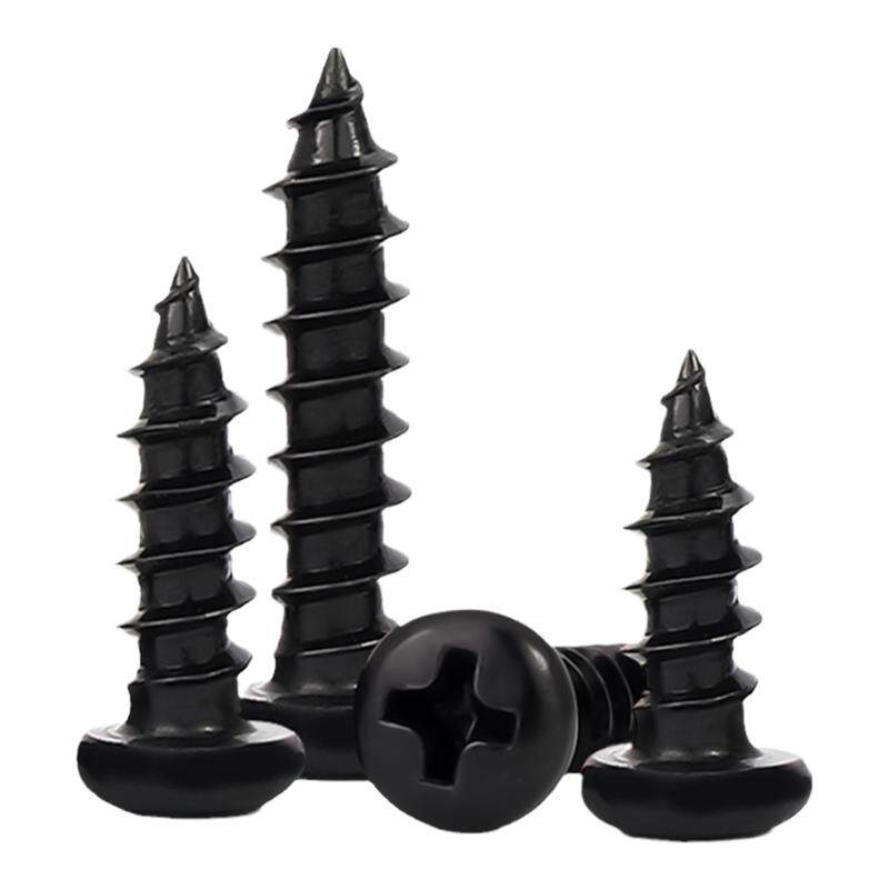 PA加硬铁黑锌发黑色十字盘头自攻小螺丝电子圆头螺钉M1M2M3M4M5mm