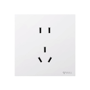 公牛蝶翼超薄开关面板插座五孔墙壁家用暗装奶油风哑光G57暮雪白