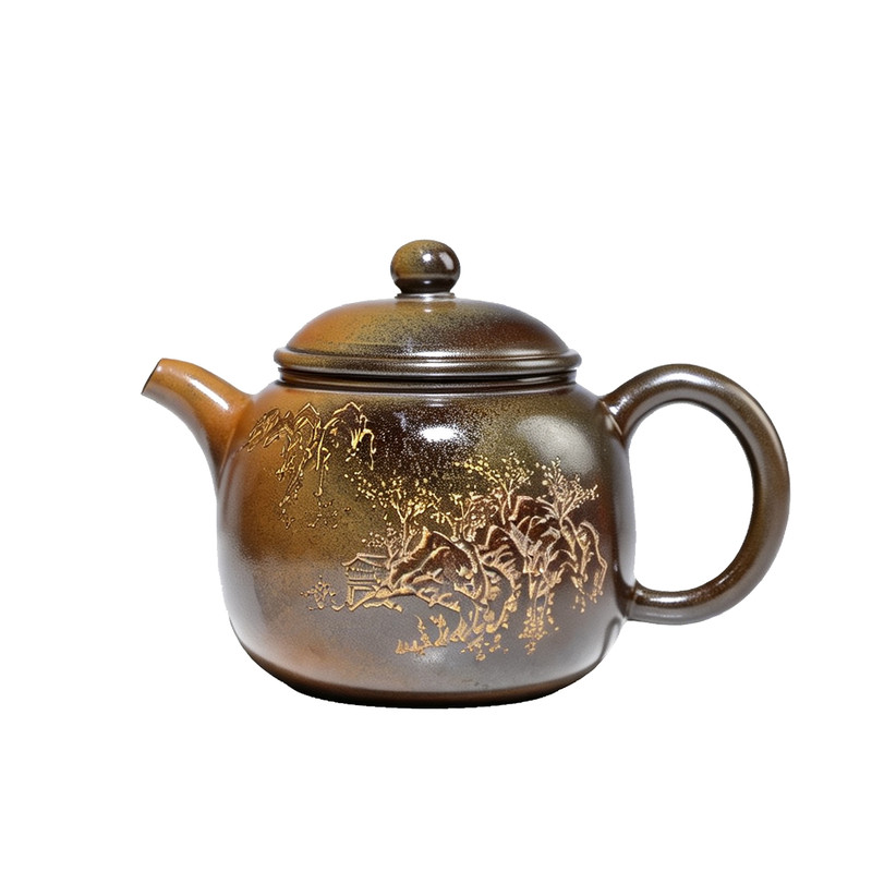 坭兴陶古龙窑柴烧茶壶一壶一证