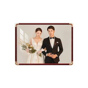 仿铜圆角婚纱照相框挂墙高级感洗照片做成打印放大全家福摆台定制