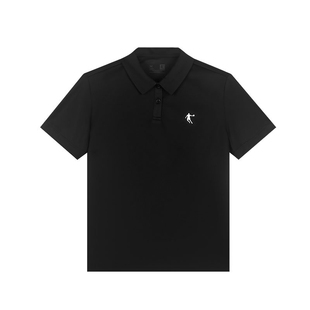 乔丹polo衫女款短袖通勤T恤夏季速干透气翻领黑色女t羽毛球服半袖