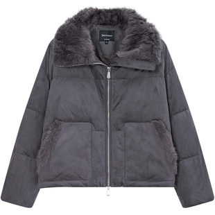 【90白鸭绒】Juicy Couture橘滋羽绒服女仿麂皮外套