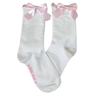 roji doll感Lolita袜子女秋蝴蝶结中筒袜洛丽塔蕾丝花边棉袜甜美