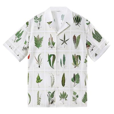 山谷少年古巴领短袖印花衬衫