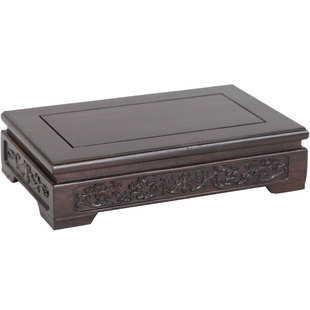 奇石底座可挖槽红木根雕底座实木圆形花盆景摆件玉石头底座木质托