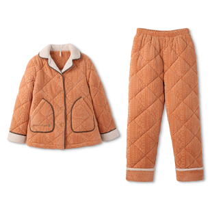 安之伴情侣睡衣冬季加厚三层夹棉女保暖珊瑚绒休闲男士家居服加绒