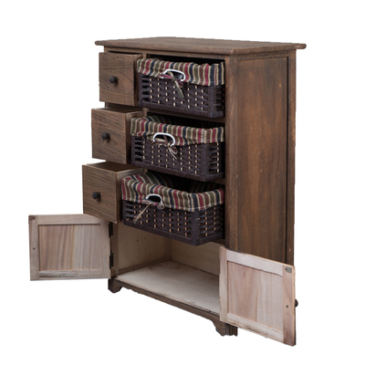 美式实木床头柜藤编收纳柜子卧室