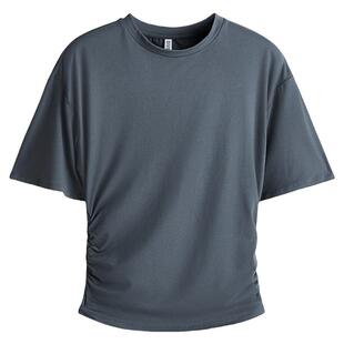 HM女装T恤2026春季新款休闲修身褶皱垂褶T恤短袖打底上衣1320470