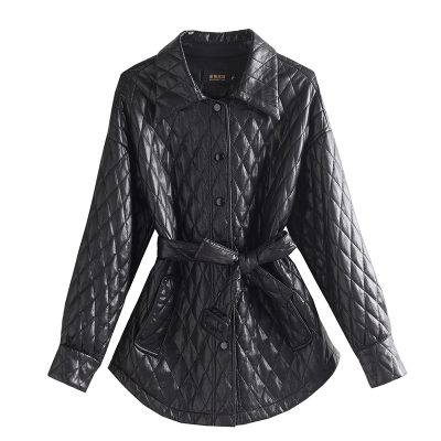 真皮皮衣外套女中长款2025冬季新款小个子显瘦棉衣棉服绵羊皮风衣