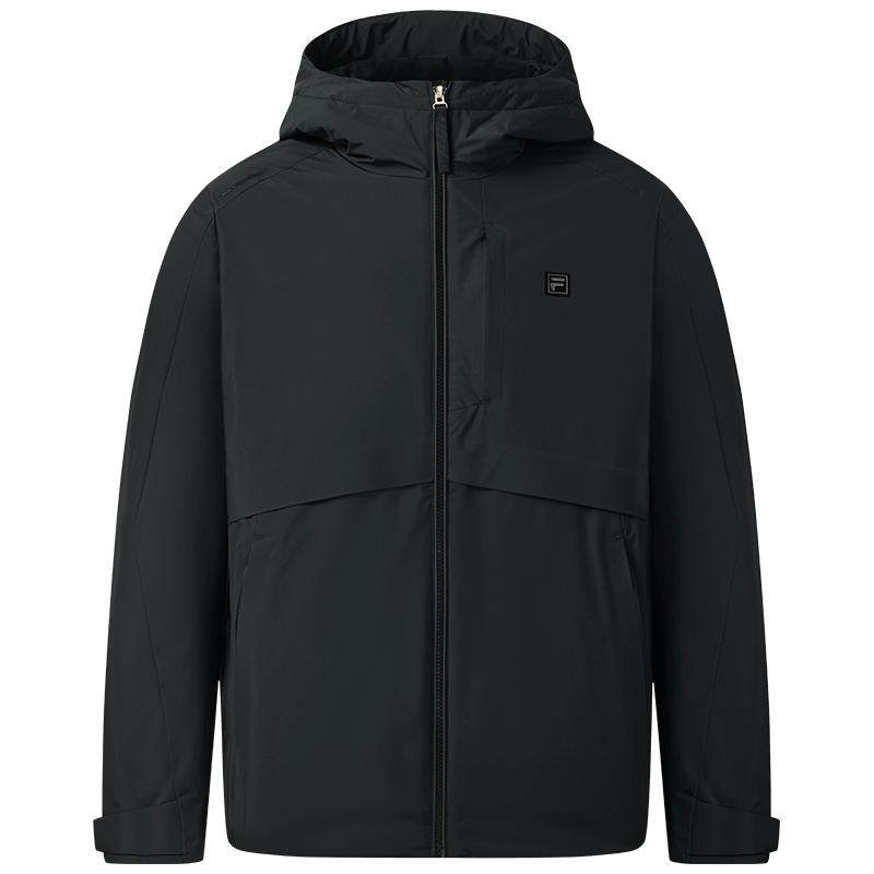 85鸭绒轻薄款FILA斐乐男士羽绒服2025冬新款商务基础保暖连帽外套