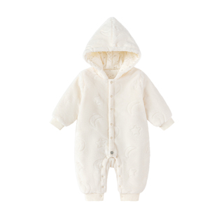 babylove婴儿连体衣秋冬款毛绒可爱宝宝哈衣法兰绒保暖连帽外出服