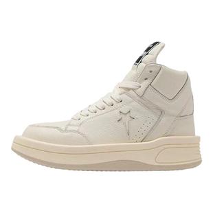 白色高帮鞋2025新款男鞋冬季加绒联名RO真皮厚底增高运动休闲板鞋