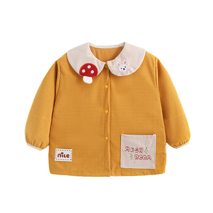 女童罩衣长袖小孩保护羽绒服罩衫宝宝可爱幼儿园防水吃饭衣围兜冬
