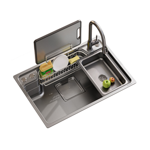 四季沐歌日式厨房水槽大单槽304不锈钢洗菜盆下盆集渣款米粒压纹