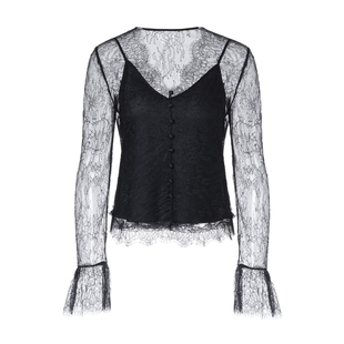 LYNEE【香颂】蕾丝打底衫女2025秋新款花边v领内搭气质高级感上衣