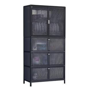 厨房置物架多层不锈钢纱网储物柜铝合金家用放碗柜收纳柜橱柜