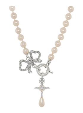 西太后蝴蝶结珍珠土星吊坠项链女