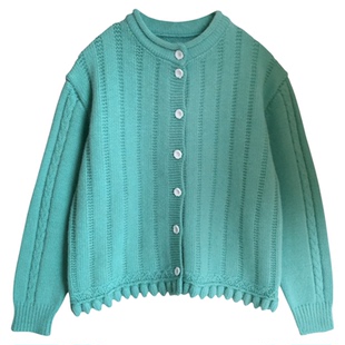 韩系温柔风甜美花边开衫上衣女2025冬季新款简约纯色软糯百搭毛衣